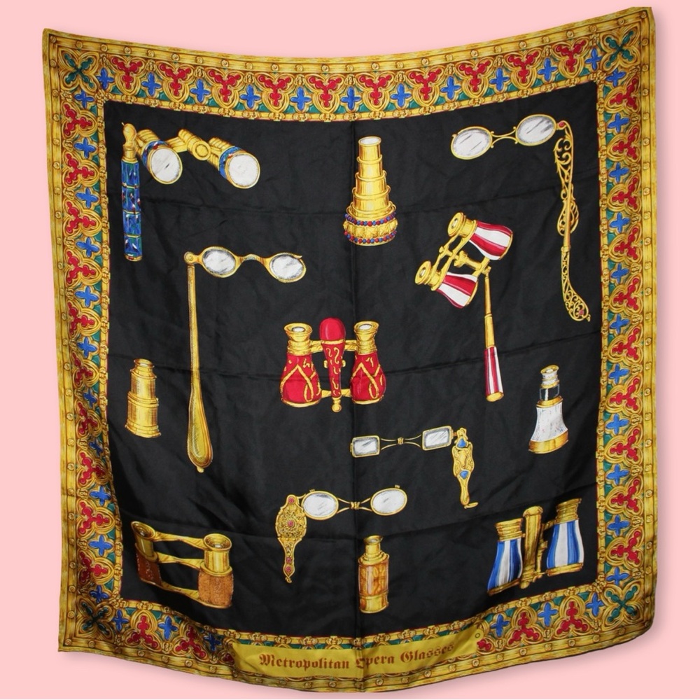 Elegant Black and Gold Opera-Themed Scarf